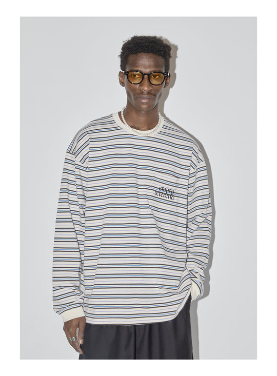 EMPTY REFERENCE Stripes Embroidered Long Sleeved Tee