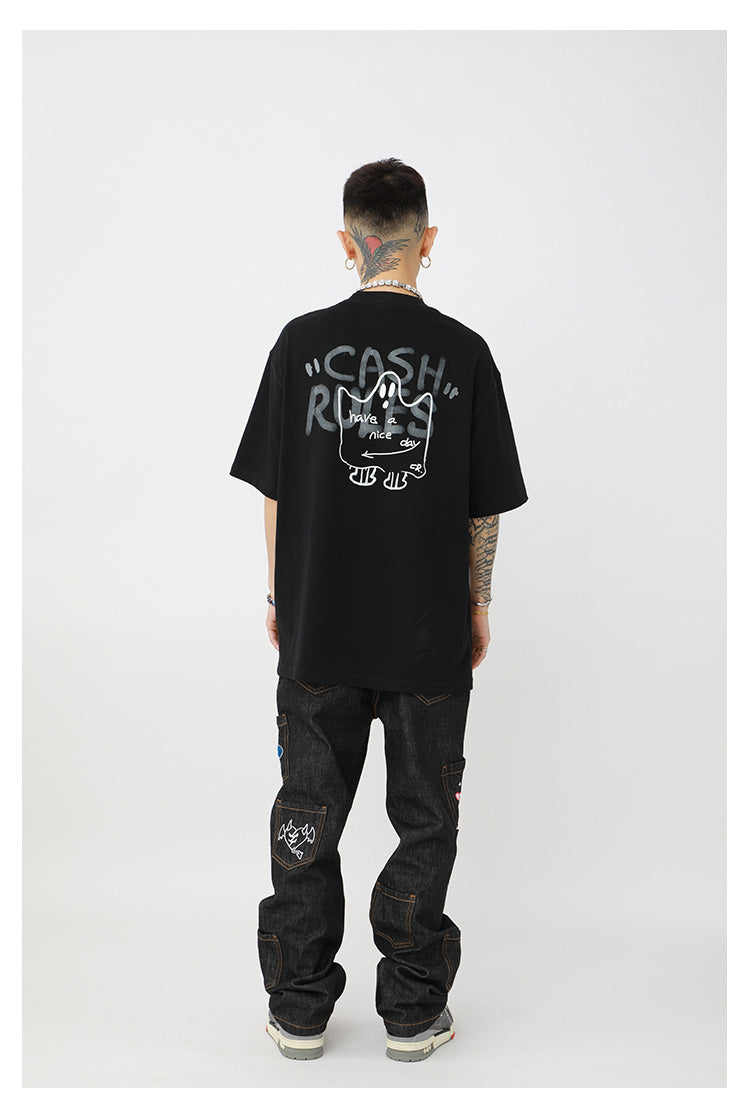 Cashrules Small Ghost Printed Tee