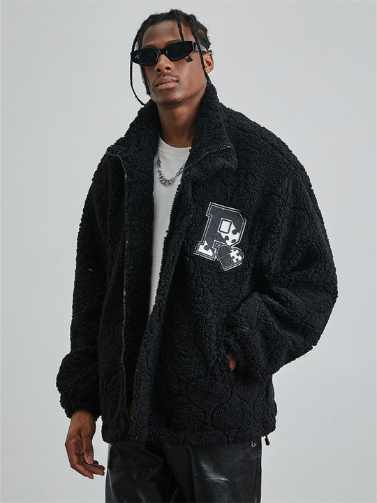PRBLMS Rubber Label Sherpa Fleece Jacket | Face 3 Face