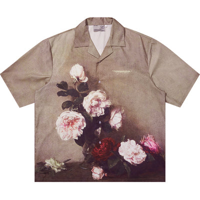Harsh and Cruel Vintage Floral Oil Painting Cuban Shirt