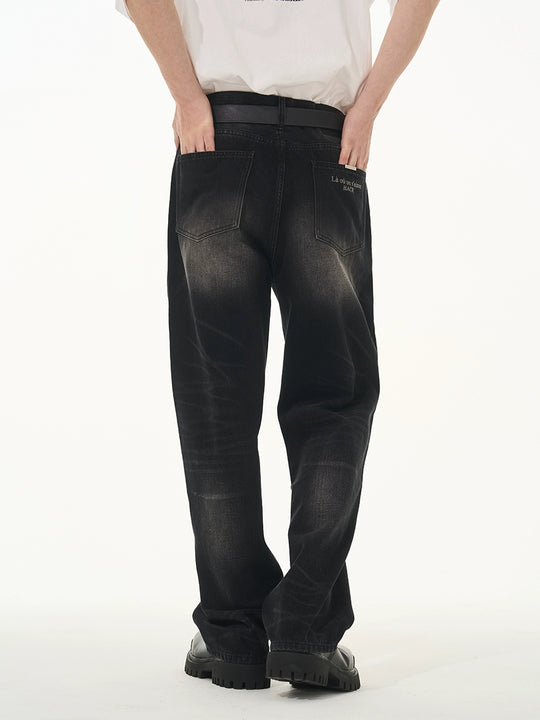 Harsh and Cruel Washed Straight Embroidered Denim