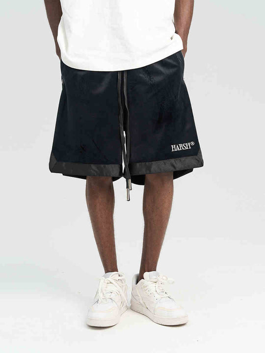 Harsh and Cruel Embroidered Logo Velvet Basketball Shorts