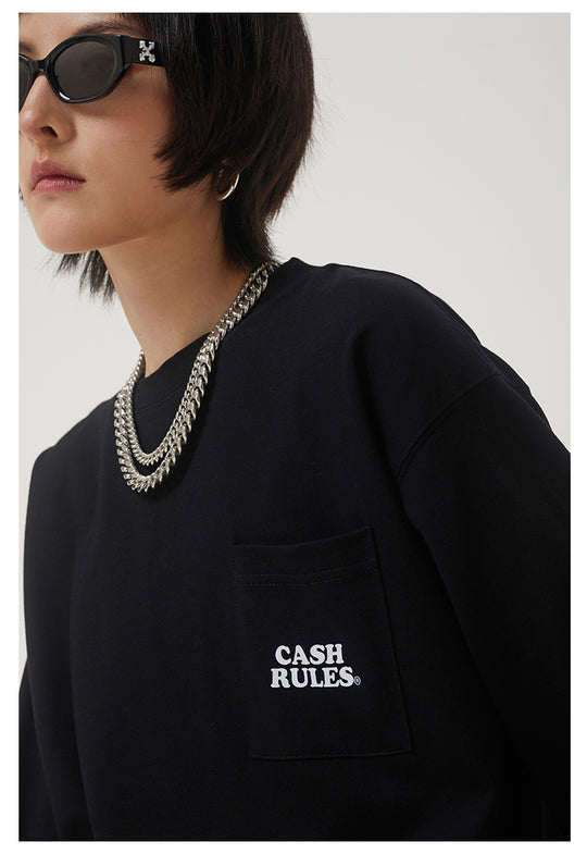 Cashrules Pocket Logo Print Long Sleeved Tee