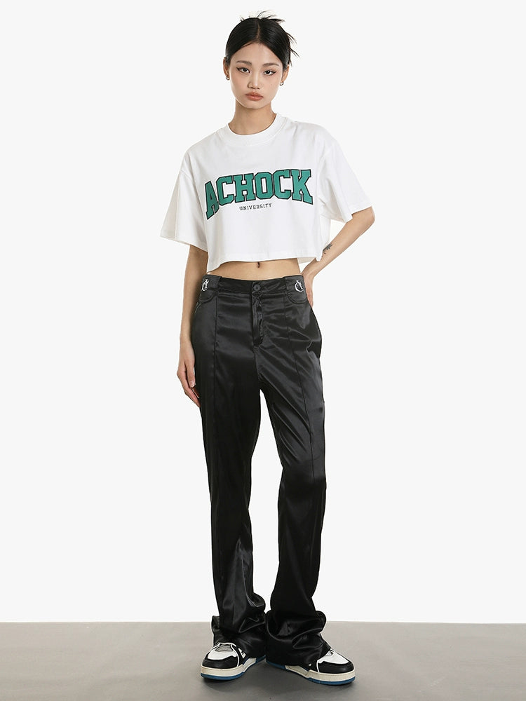 Achock Embroidered Micro Flare Glossy Western Pants | Face 3 Face