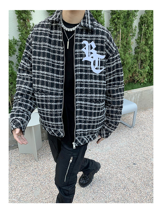 Embroidered Plaid Shirt Jacket