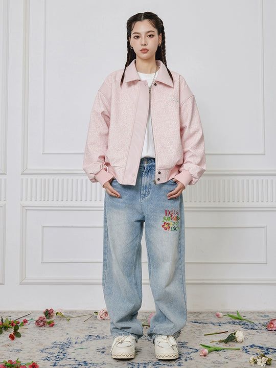 Racer varsity jacket | Achock Colorful Butterfly Embroidery Varsity Jacket | Face 3 Face