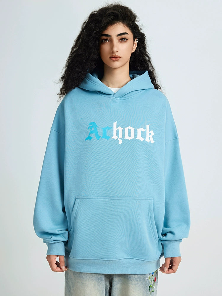 Puff print hoodies | Achock Colorblocking Printed Logo Hoodie | Face 3 Face