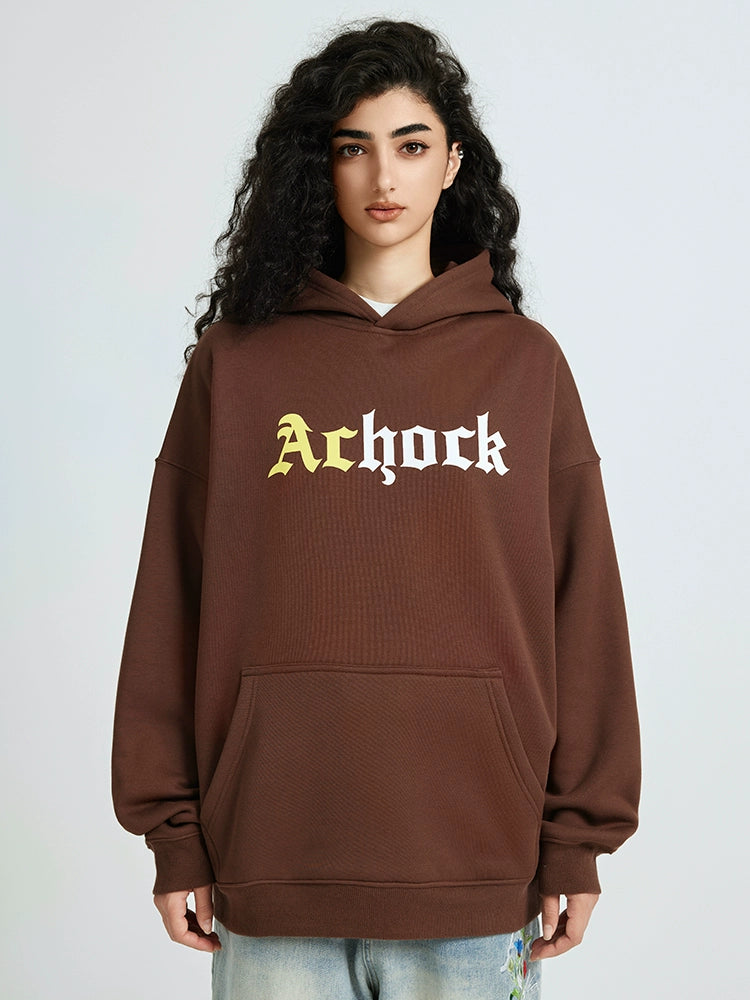 Puff print hoodies | Achock Colorblocking Printed Logo Hoodie | Face 3 Face