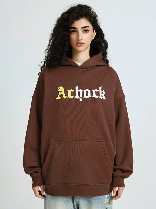 Puff print hoodies | Achock Colorblocking Printed Logo Hoodie | Face 3 Face