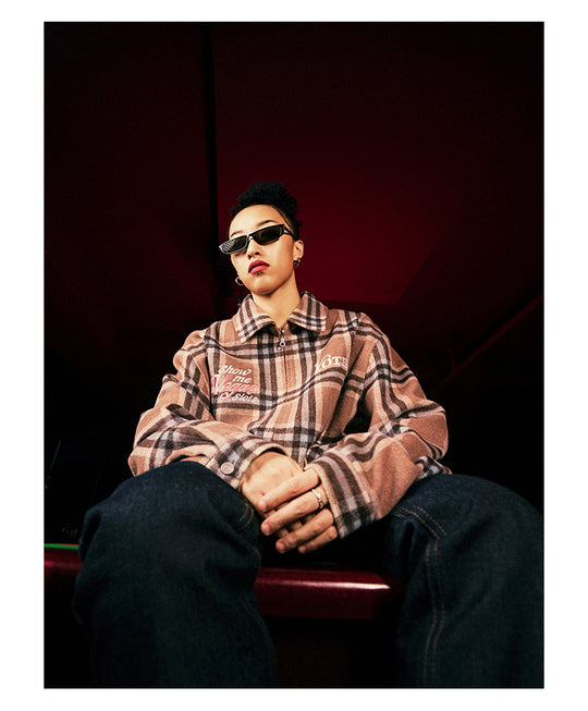 VOTE Embroidered Plaid Jacket