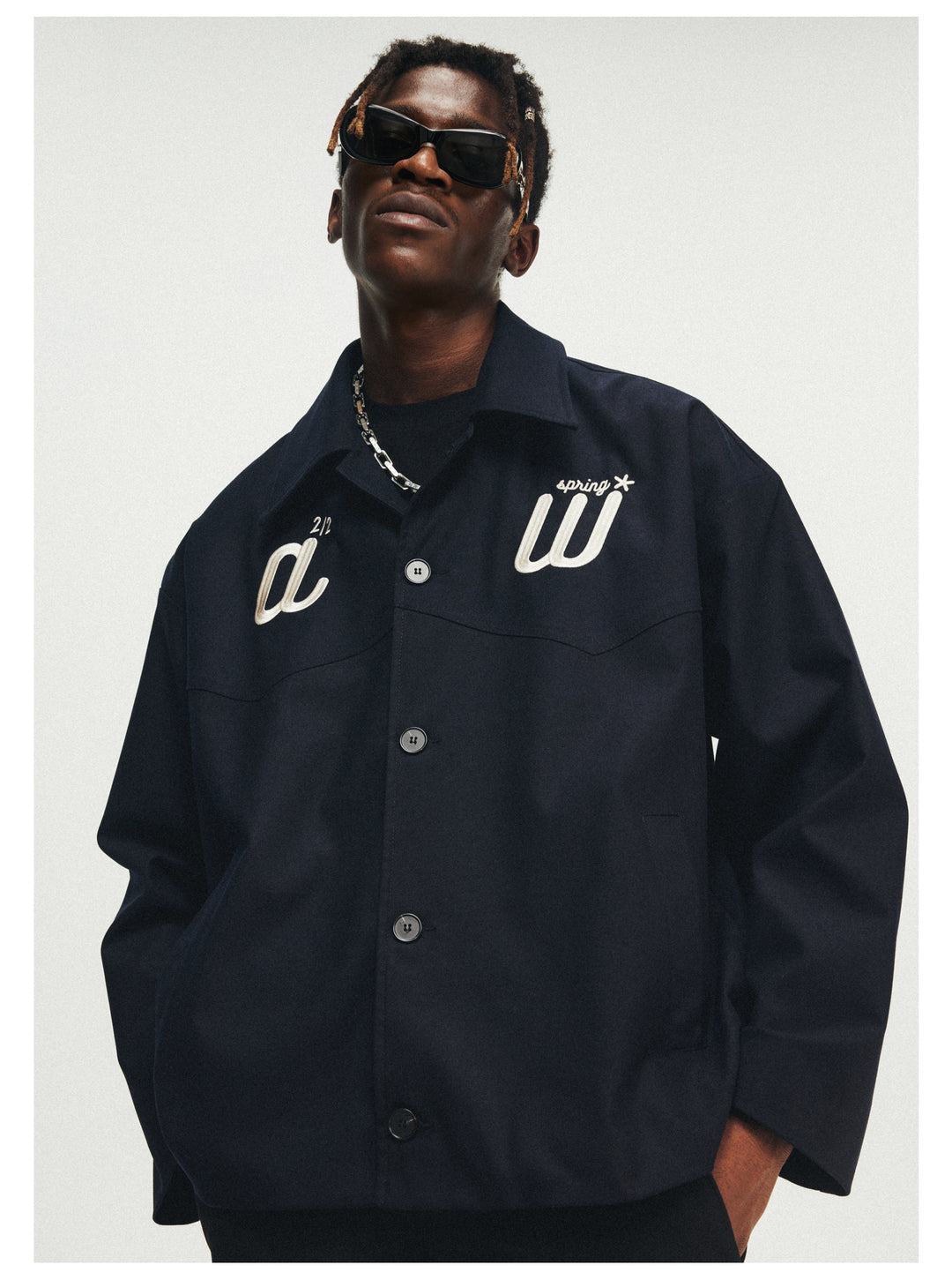 ANTIDOTE Letter Logo Embroidered Loose Jacket | Face 3 Face