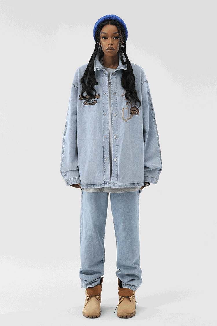 JHYQ Embroidered Denim Shirt Jacket
