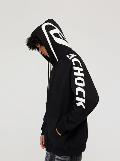 Achock Side Logo Print Zipper Hoodie