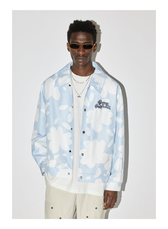 EMPTY REFERENCE Full Print Flower Embroidery Jacket