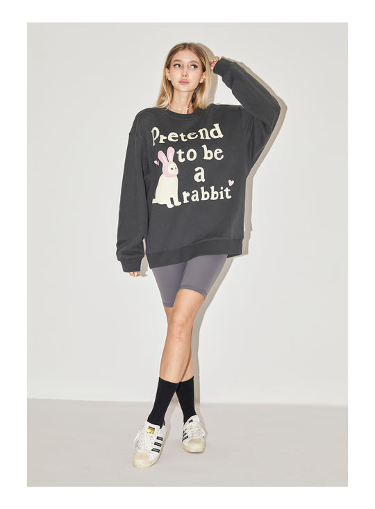 EMPTY REFERENCE Rabbit Kitten Print Sweatshirts