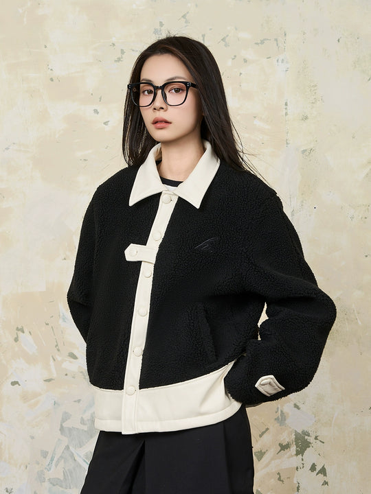 Harsh and Cruel PU Leather Stitched Sherpa Jacket