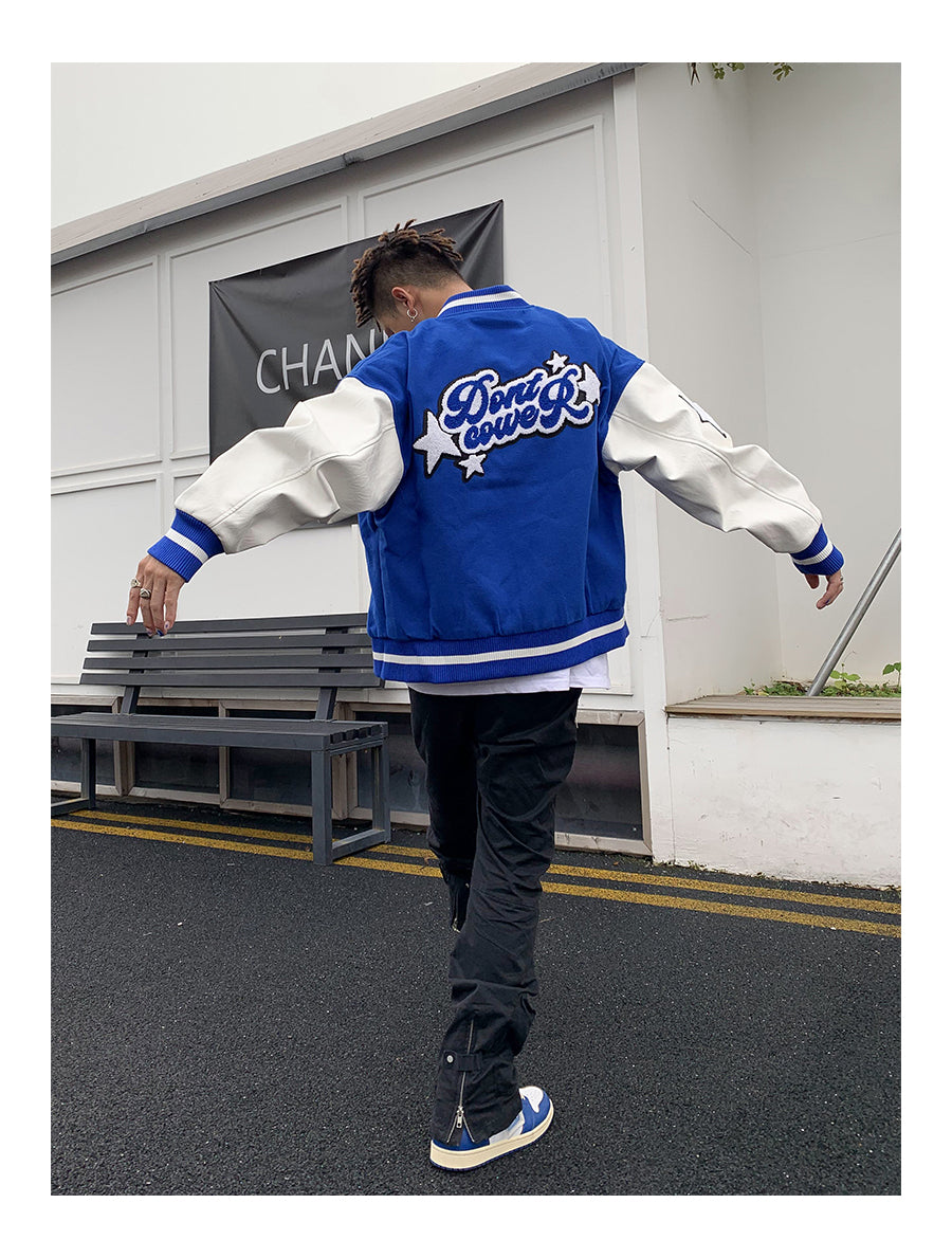 Don't Cower Embroidered Varsity Jacket