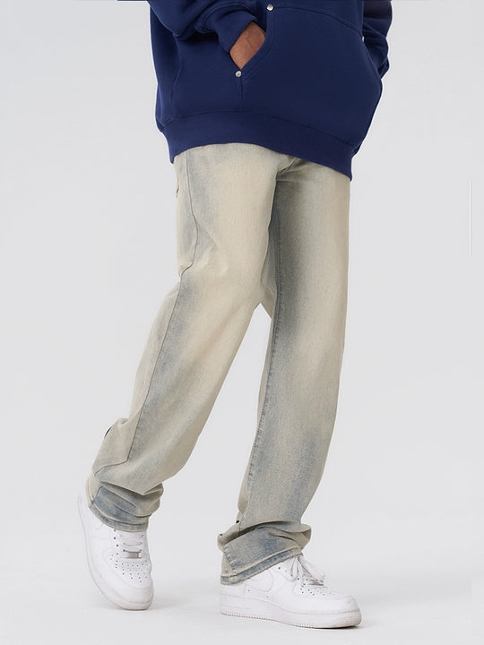 Achock Gothic Logo Printed Yellow Mud Denim Jeans | Face 3 Face