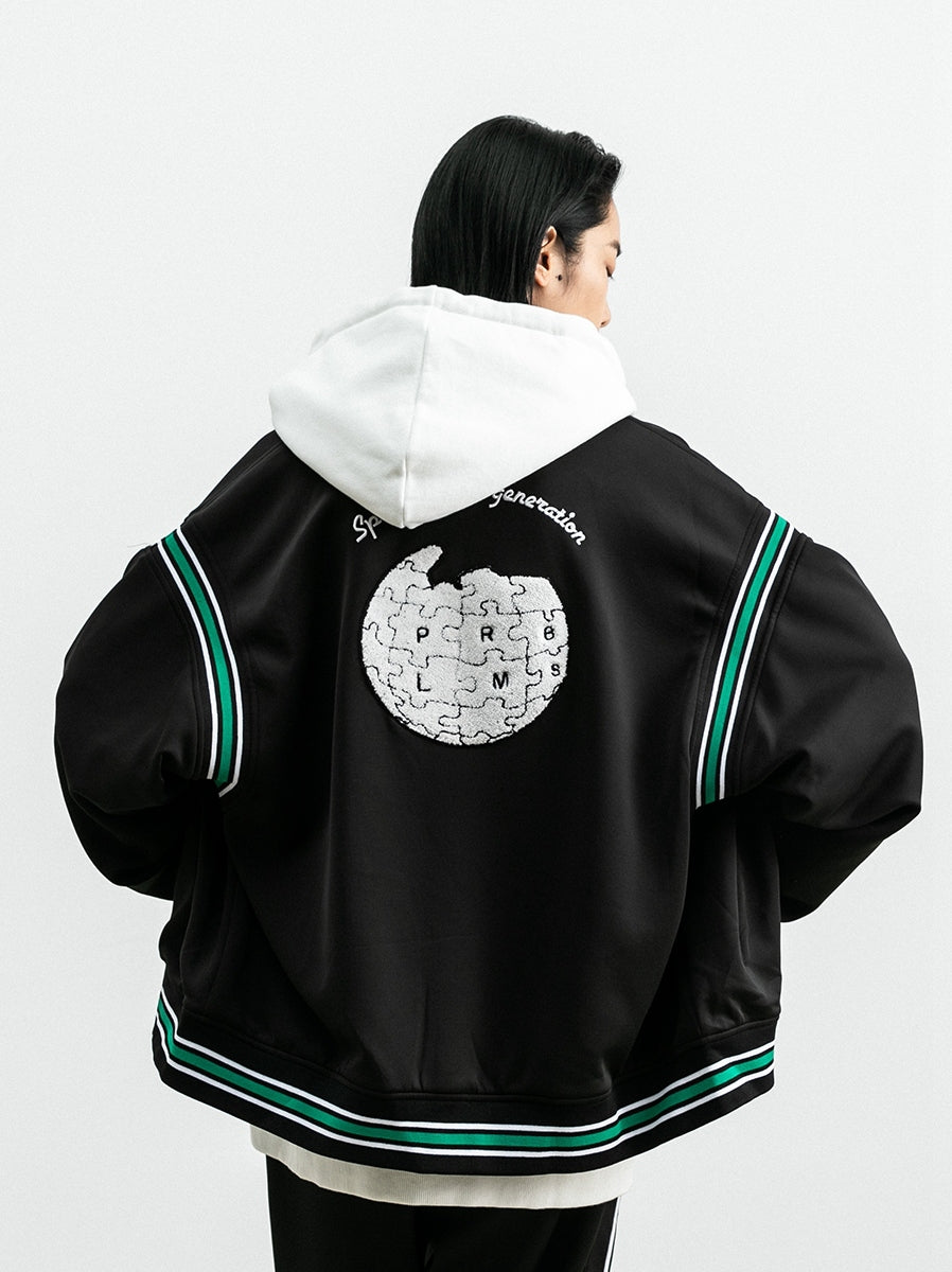 PRBLMS Earth Puzzle Baseball Jacket | Face 3 Face
