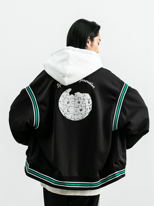 PRBLMS Earth Puzzle Baseball Jacket | Face 3 Face