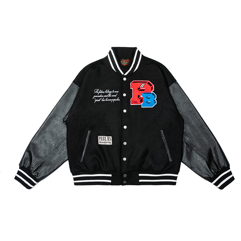 PRBLMS Three-Dimensional Embroidery Varsity Jacket | Face 3 Face