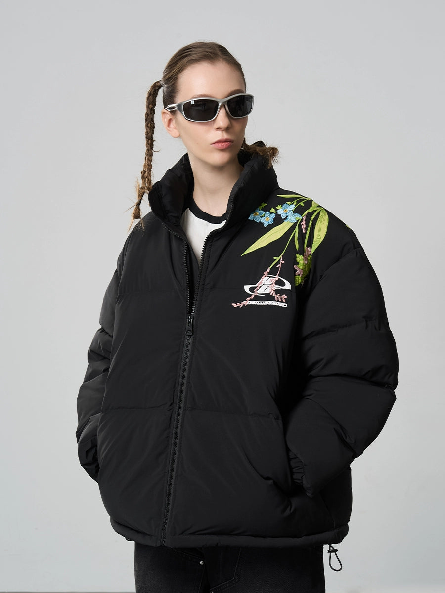 Harsh and Cruel Floral Embroidery Down Jacket