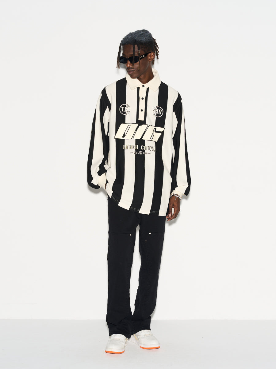 Harsh and Cruel Striped Logo L/S Jersey Shirt