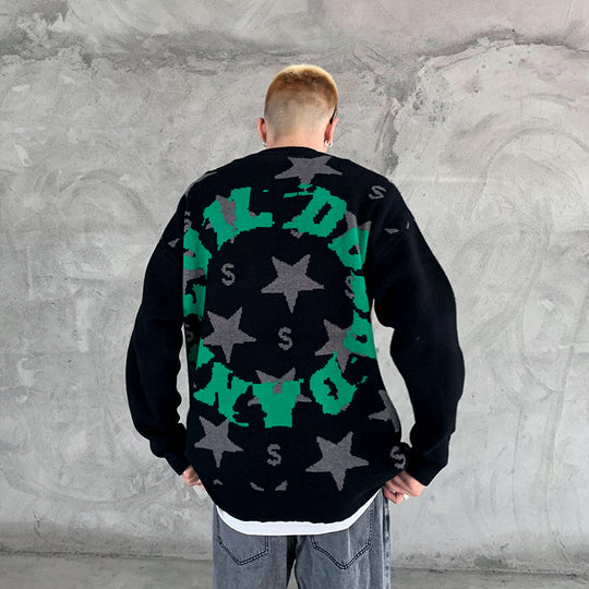 Star Circle Letter Knit Sweater