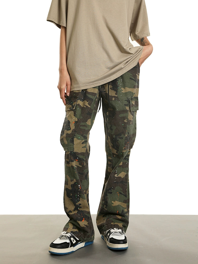 Achock Ink Splash Camouflage Micro Flare Work Pants