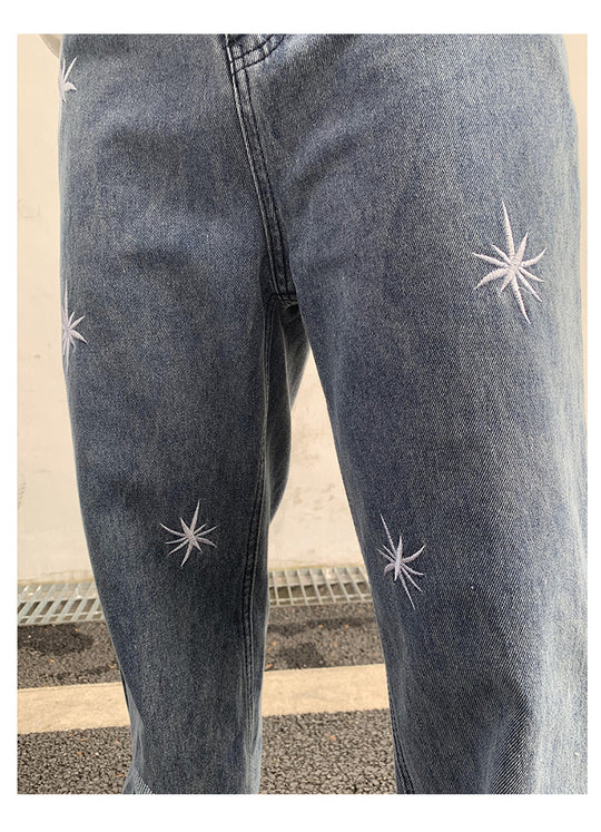 Skull Print Denim Jeans