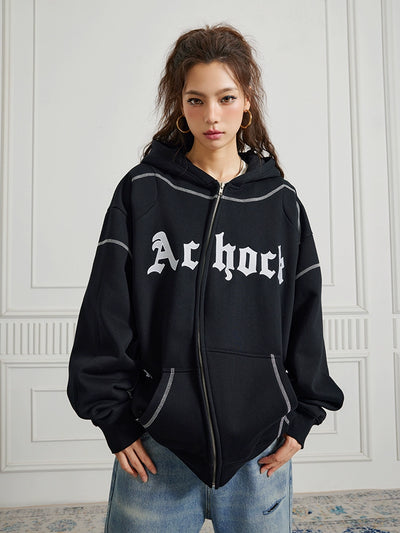 Achock Heavy Embroidery Zipper Hoodie