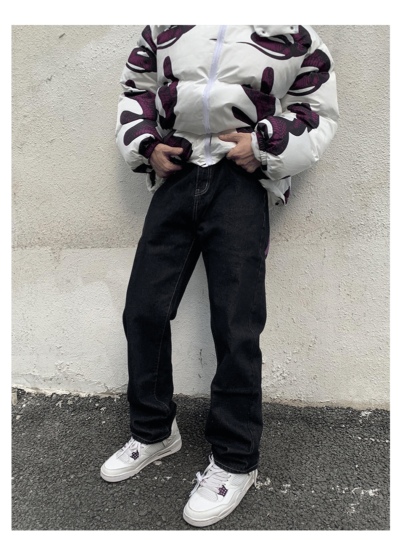 Sanskrit Print Denim Jeans