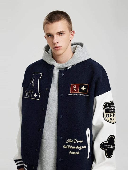 Baseball Jacket | Achock Flocked Baseball Jacket | Face 3 Face