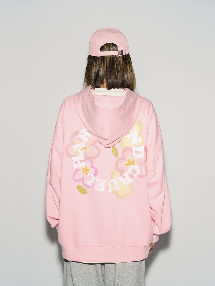 Harsh and Cruel Handpainted Flowers Ring Printed Hoodie