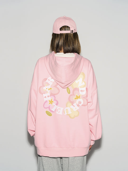 Harsh and Cruel Handpainted Flowers Ring Printed Hoodie