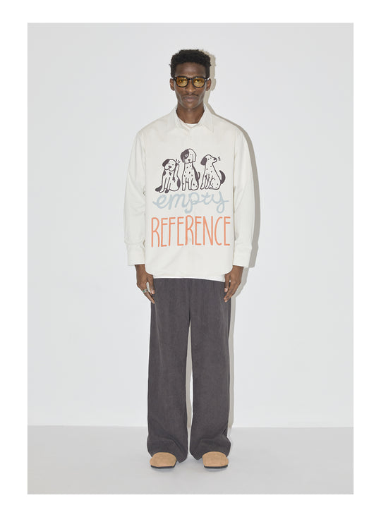 EMPTY REFERENCE Cartoon Puppy LOGO Print Long Sleeved Shirt