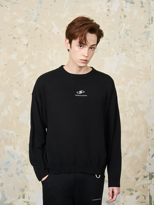 Harsh and Cruel Embroidered Logo Pullover Knit Sweater