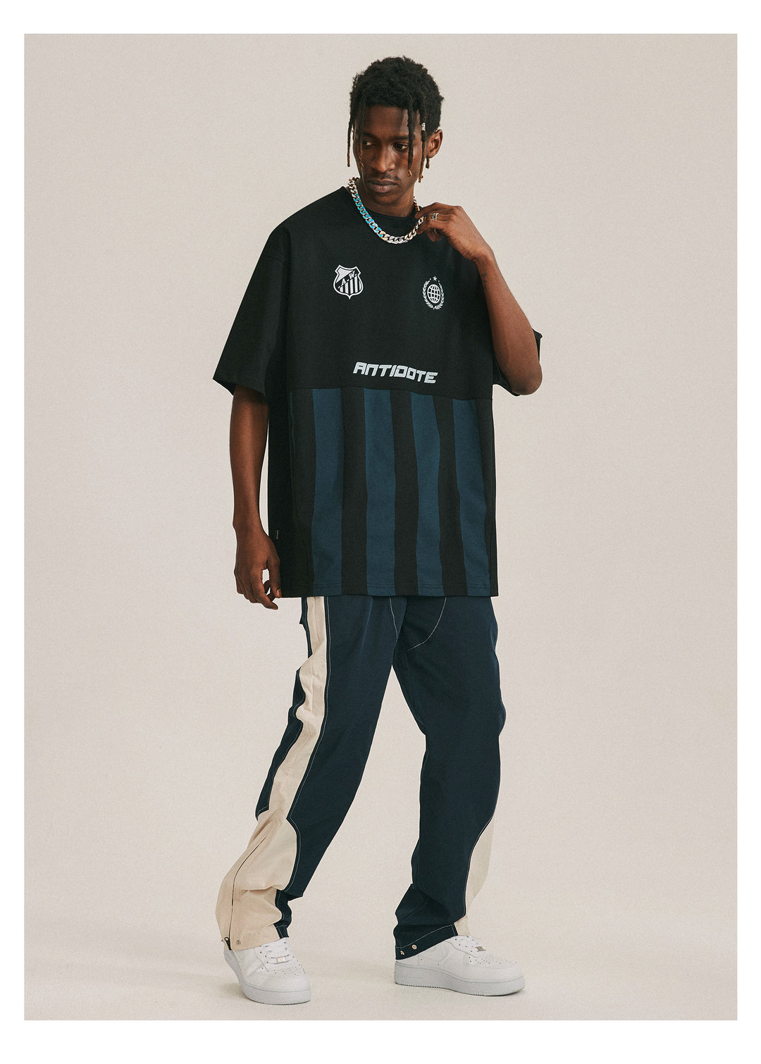 ANTIDOTE Deconstructed Splicing Nylon Zipper Pants