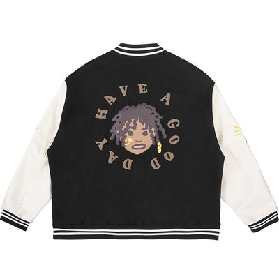 Harsh and Cruel Hand Painted Circular Ring LOGO Love Heart Kids Varsity Jacket | Face 3 Face