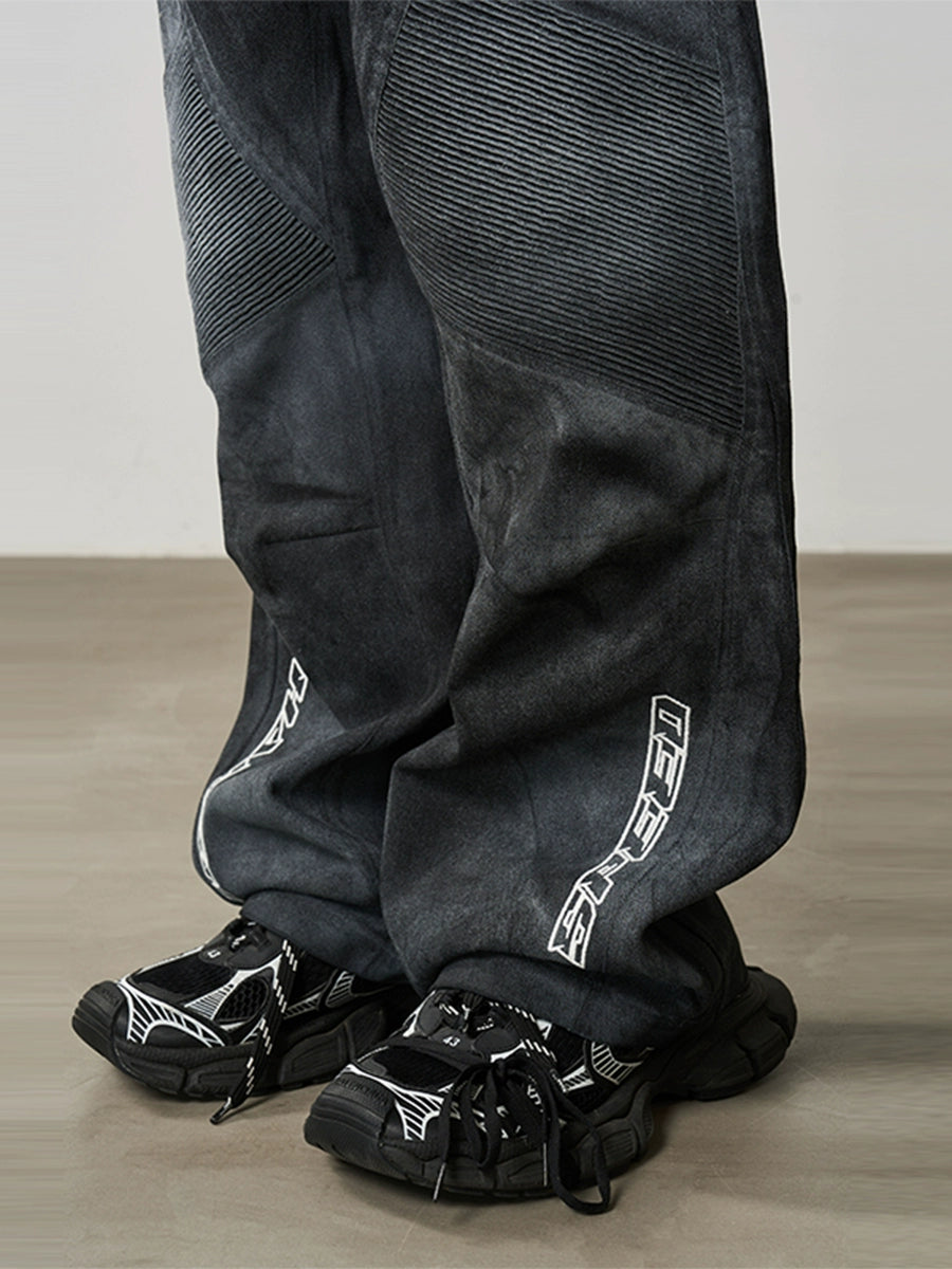 Harsh and Cruel Racing Embroidered Patchwork Trousers