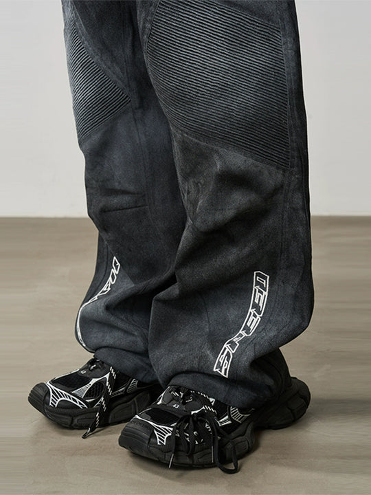 Harsh and Cruel Racing Embroidered Patchwork Trousers