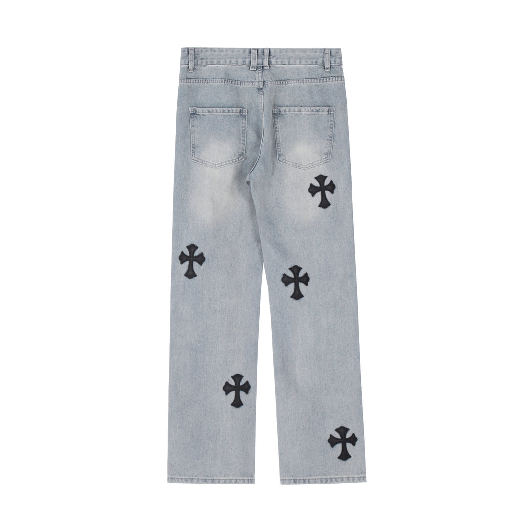 F3F Select Cross Patch Embroidery Washed Denim Jeans
