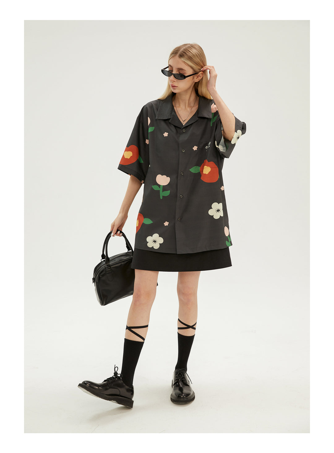 EMPTY REFERENCE Peach Flower Short Sleeve Shirt