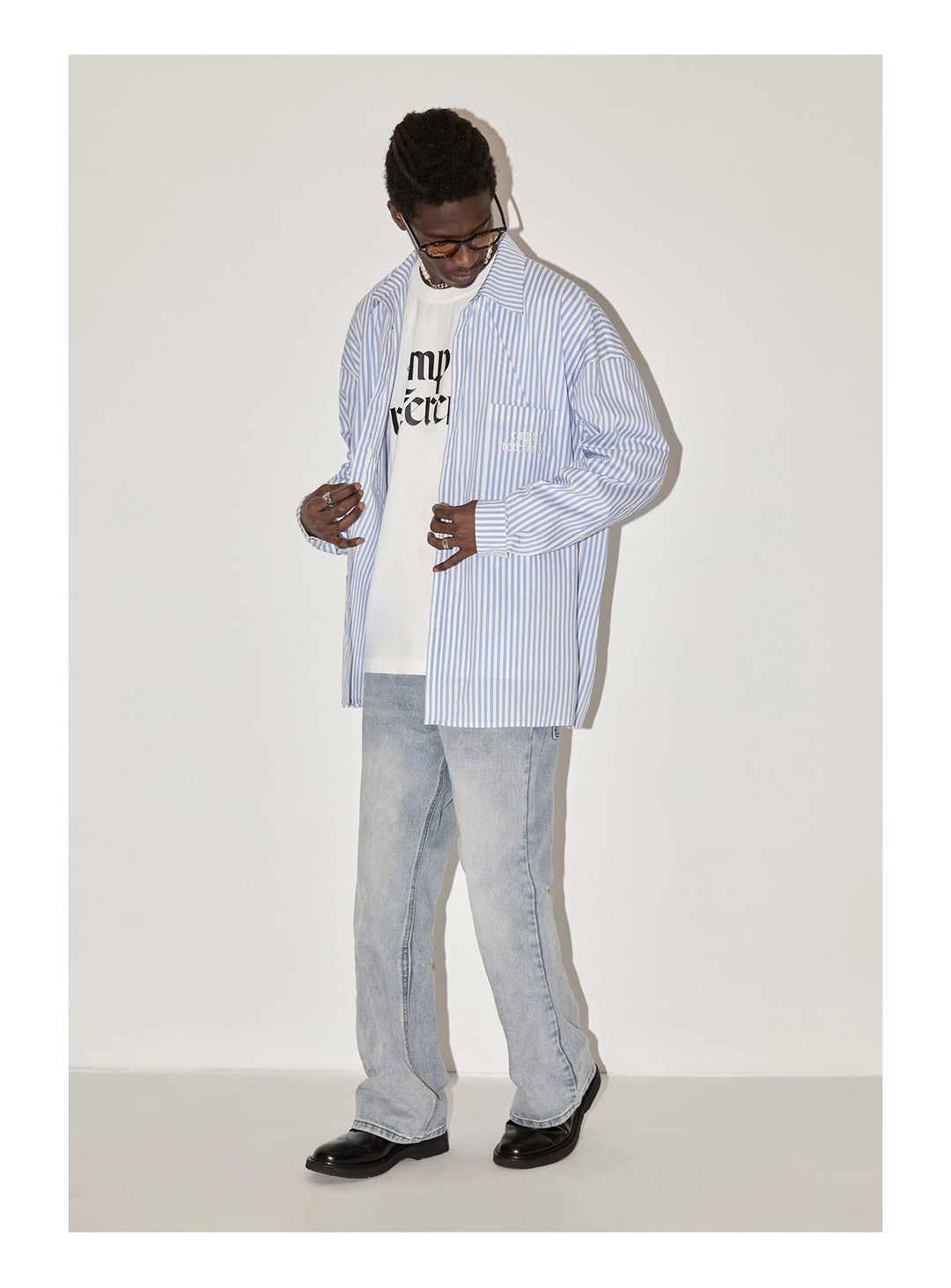 EMPTY REFERENCE Stripes Structured Long Sleeved Shirt