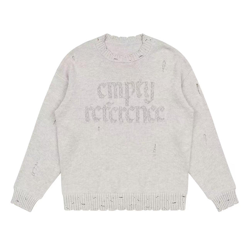 EMPTY REFERENCE Gray Hole Logo Knit Sweater – Face 3 Face