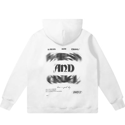 Harsh and Cruel Phantom Fuzzy Letter Printing Hoodie