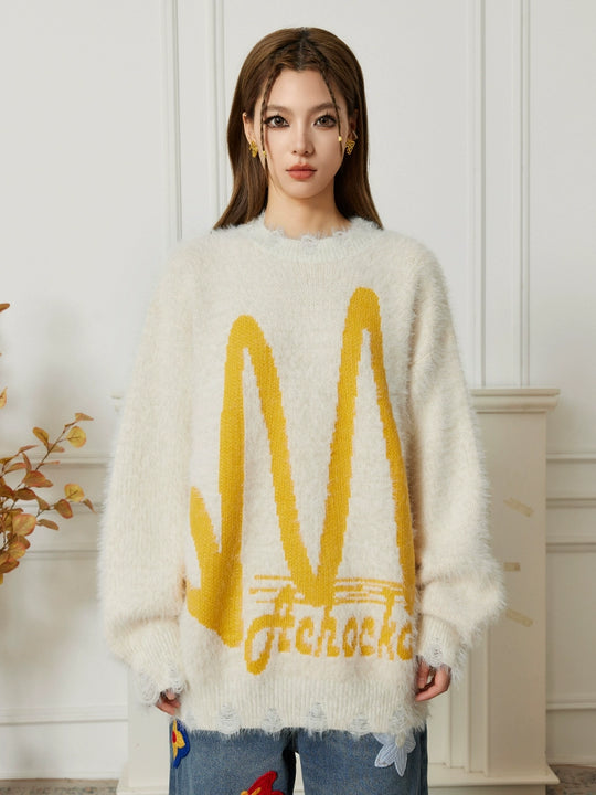 Achock M Letter Knit Sweater