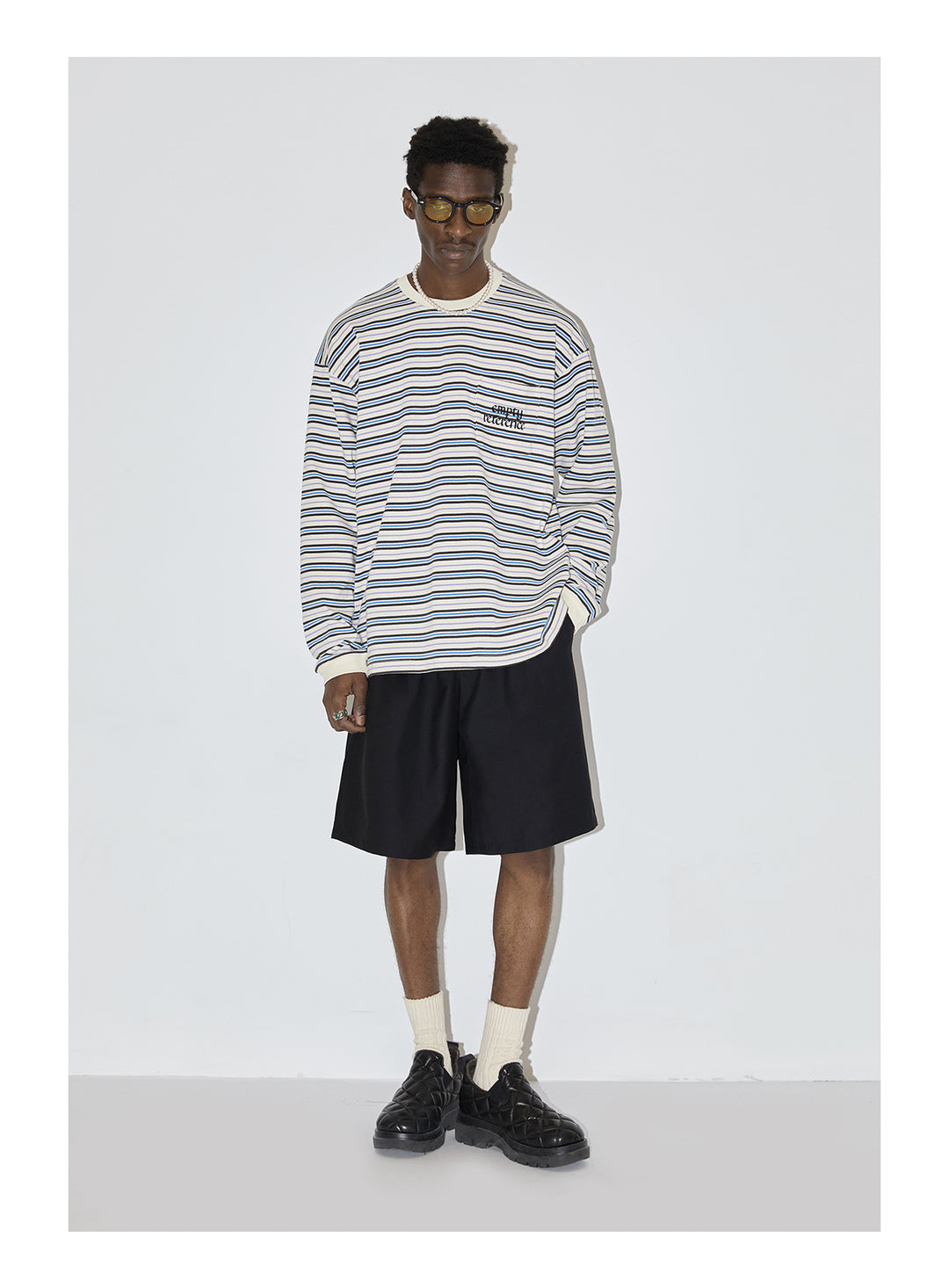 EMPTY REFERENCE Stripes Embroidered Long Sleeved Tee
