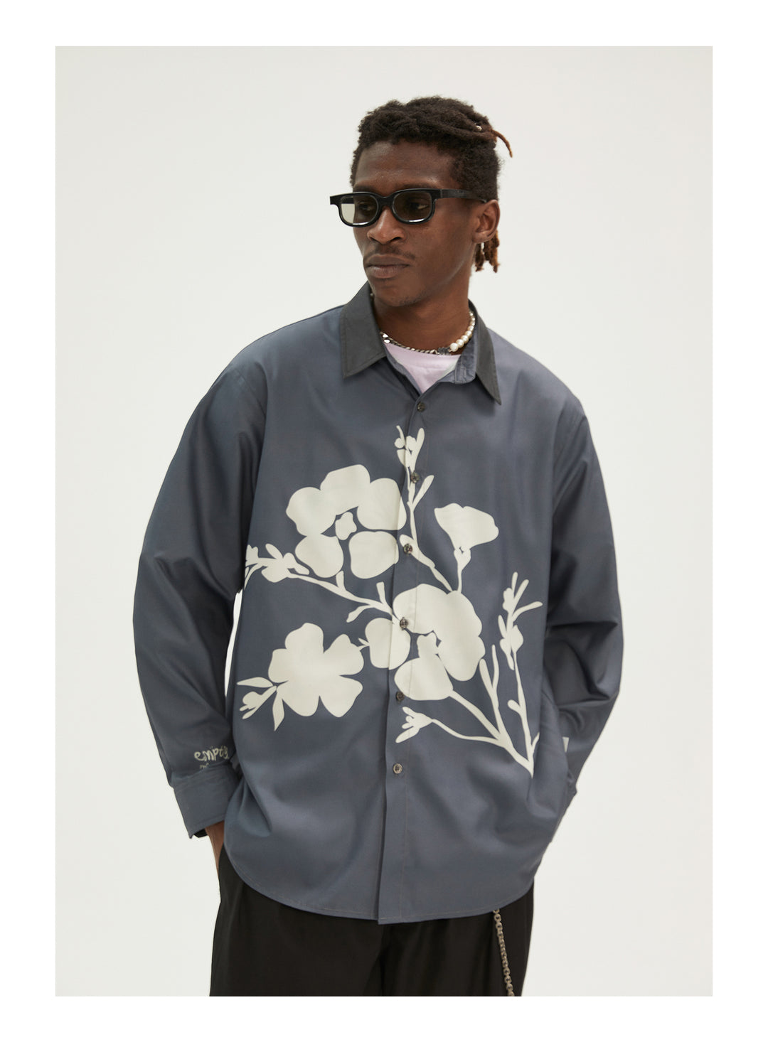 EMPTY REFERENCE Flower Shadow Print Long Sleeve Shirt