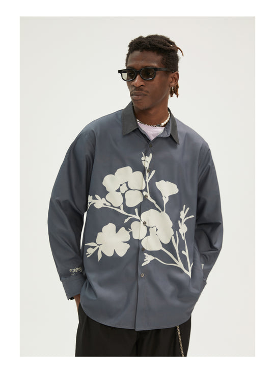 EMPTY REFERENCE Flower Shadow Print Long Sleeve Shirt
